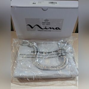 Nina New York Swoon In Silver Mesh Clutch/Evening Bag NWT & Box